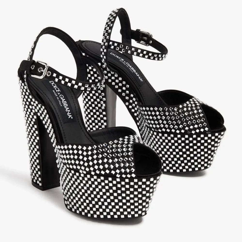 Dolce Gabbana Crystal-embellished platform sandals size 39